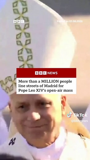 Pope Leo held the service on the second day of his official visit to Spain. #PopeLeo #Madrid #Spain #News #BBCNews