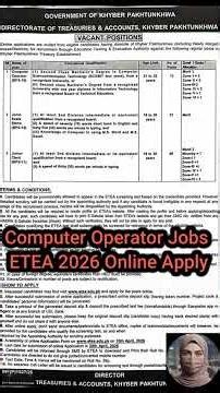 Treasury Jobs ETEA Recruitment Computer Operator #jobs #government #apply