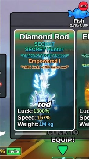 Tes gacor DIAMOND ROD SECRET HUNTER #shorts #roblox #fishit #feros