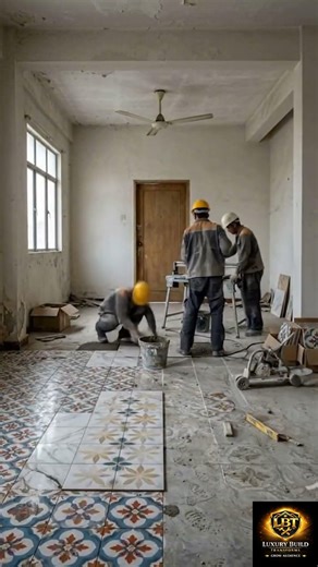 Viral Flooring Transformation 🏡 Colorful Marble Design Makeover