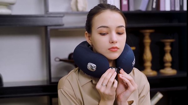 Real Relax 2024 Travel Neck Pillow with Massage, Travel Electric Neck Massager with Heating for Neck Pain Relief, Neck Support Pillow for Airplane, Car, Office, Gift