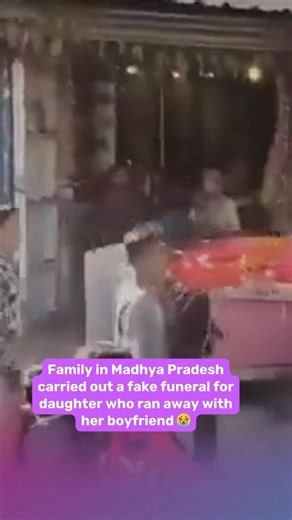 The Whatup on Instagram: "In a shocking incident from Vidisha district in Madhya Pradesh, a family reportedly carried out a mock funeral for their 23-year-old daughter after she eloped and married her boyfriend against their wishes. According to reports, the family made a dough effigy representing the woman, placed it on a bier, and took out a funeral procession before performing a symbolic cremation, effectively declaring her “dead” to them. The act, which was meant to publicly sever ties with 