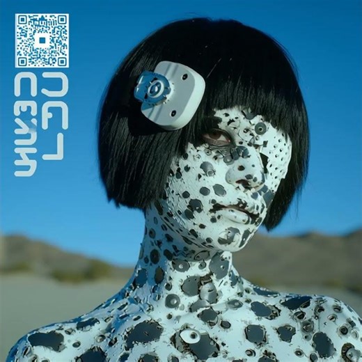 Cyberpunk Woman in Post-Apocalyptic Polaroid Style