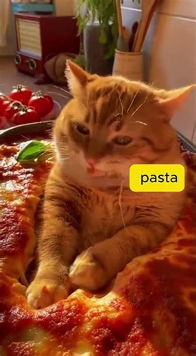 Cute Cat Enjoying Cheese Pasta 😺🧀🍝 | Funny Cat Eating Moment