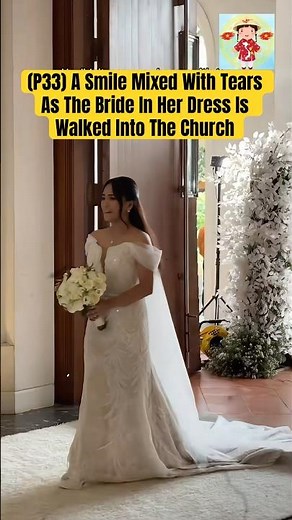 (P33) A Smile Mixed With Tears As The Bride In Her Dress Is Walked Into The Church #wedding
