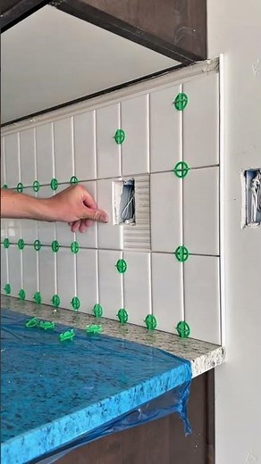 Installing the Metro tile kitchen backsplash! ✨ #interiordesign #kitchen