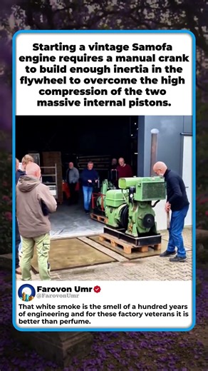 HAND CRANKING A CANAL BOAT MOTOR