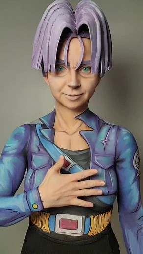 hop in the time machine 🛸 lesgo #cosplaygirl #DragonBallz #futuretrunks #bodypaint