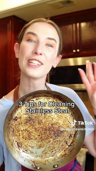 How to clean a stainless steel pan #cooking #cookinghack #stainlesssteel