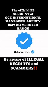 ‼️Please be aware that the official Facebook account of GCC International Manpower Agency now has its official Meta Badge, which ensures the security of our applicants. ⛔️Avoid ILLEGAL RECRUITS and SCAMMERS‼️‼️ | GCC International Manpower Agency