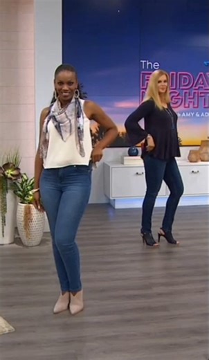 HSN model Ingrid modeling jeans 1422