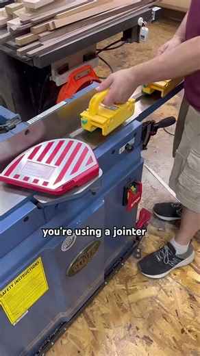 Tips for using the microjig push blocks on an Oliver jointer #workshop #woodworking #woodshop