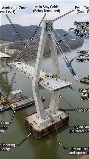 How Cable-Stayed Bridges Work! 🌉 Pylon & Stay Cable Engineering #CableStayedBridge #BridgeDesign