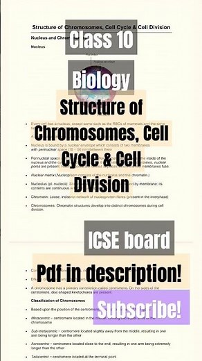 Structure of Chromosomes, Cell/notes/ icse /class 10