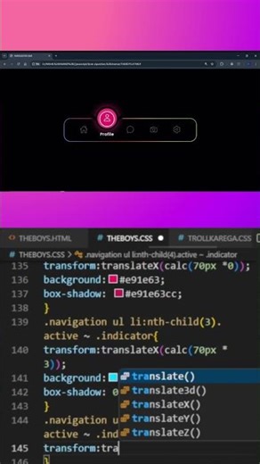 🌊 HTML CSS & JS NAVIGATION BAR INDICATOR #coding #htmlcssjs #webdesign #shorts
