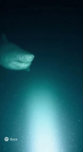 Massive Shark Approaches Submarine Lights | Real Deep Sea Footage