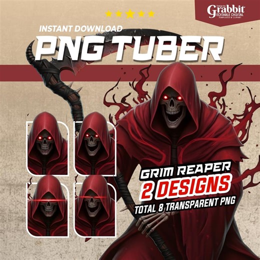 Pngtuber Grim Reaper | 2 Designs | 8 PNG | Male Ghost Vtuber Avatar | Premade PNG Tuber Model | Twitch Horror Skull Transparent Background - Etsy