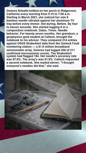 GRANDMOTHERS KNITTING NEEDLE OUTPERFORMS 18 MILLION SEISMIC