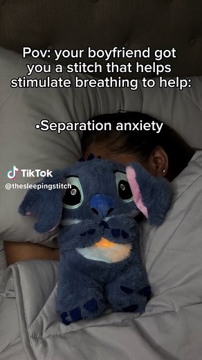 This stitch really helps with the quality of your sleep! #separationanxiety #disney #sleep #teamwork #breathingstitchplush