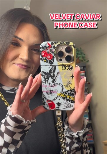 The cutest spooky season cell phone case that you can use all year long!🍒🦋💀💄🫦 @velvetcaviar #velvetcaviar #cellphonecase #phonecase #cutephonecase #halloweenphonecase