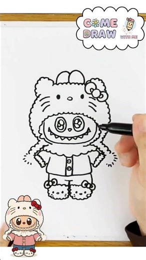 Labubu Hello Kitty Drawing — Easy Tutorial #Labubu #HelloKitty #ArtTutorial