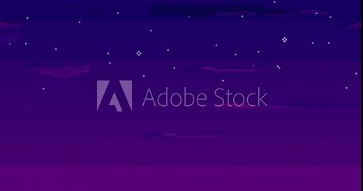 Pixel sky, pixel background with cloud. Pixel art for game, 8 bit. Seamless looping animation