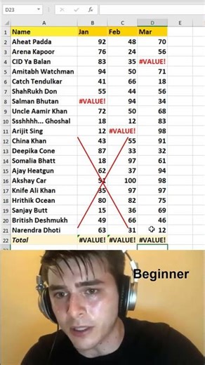 How to sum values with errors in excel 😱 #excel #office #spreadsheet