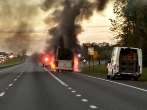 FHP: Bus full of students catches fire on Interstate 10, no injuries