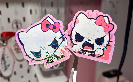 Hello Kitty Scary Skeleton Sticker / Holographic Stickers / Journal / Kindle Stickers / Sanrio Stickers / Kawaii - Etsy