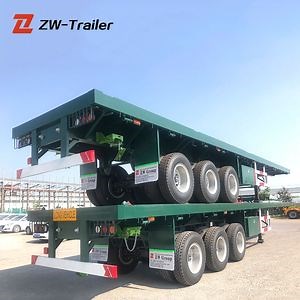 [Hot Item] ZWトレーラーファクトリー価格 グリーン カスタマイズ 12m 3 アクスル 20FT 40FT フラットベッドコンテナシャーシ フラットベッドセミトレーラー