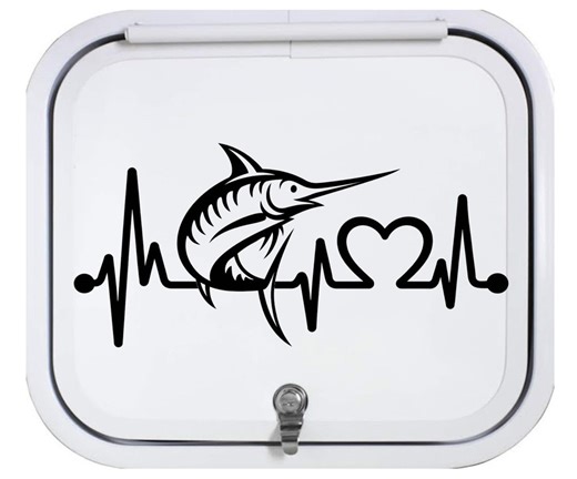 Marlin Fishing Heartbeat Decal | Swordfish Style Deepwater Fishing Car Window Sticker - Etsy