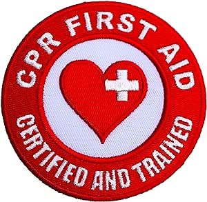 CPR First Aid Certified and Trained Patch (3 Inch) Embroidered Iron/Sew on Badge Applique