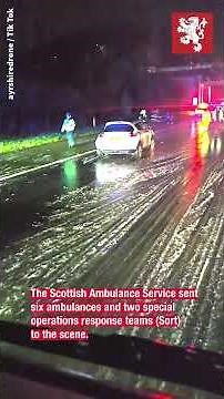 15-vehicle crash on M73 motorway sees huge emergency services turnout attend incident #carcrash