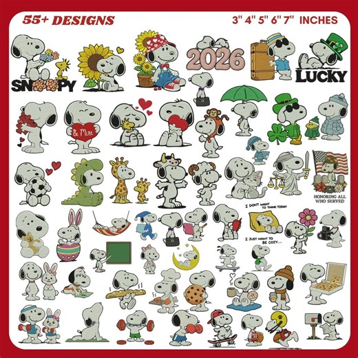 Cute Snoopy Dog Machine Embroidery Bundle| Fall Snoopy Embroidery | Valentine, St Patrick, Holiday Chef Snoopy Design (all Formats 5  Size) - Etsy