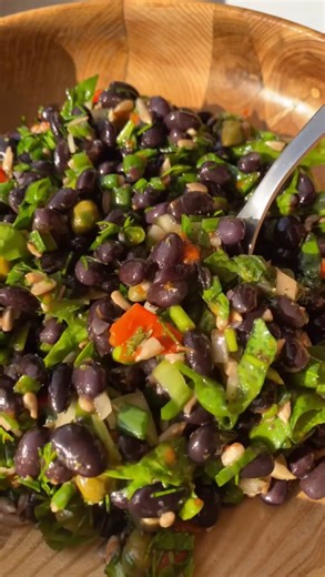 Fresh black bean salad with herbs, a perfect healthy side