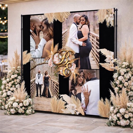 Wedding Photo Backdrop Bridal Shower Step and Repeat Pompas Wedding Ceremony Welcome Sign Engagement Photo Banner Custom Personalized Sign - Etsy Canada