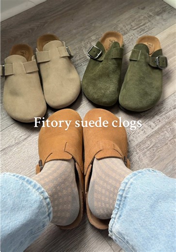 Major discount on these Fitory clogs, especially the taupe! Quality is 10/10. Buttery soft suede exterior. Cork bottoms. Supportive heel. Fits true to size. Adjustable buckles. FREE SHIPPING. Sample provided by @FITORY #clogs #clogshoes #fallshoes #womensshoes #affordableshoes