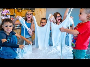 Twins Make the World's HUGEST Fluffy Cloud Slime!