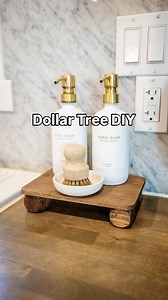 54K reactions · 105 shares | When your soap tray costs less than your latte but looks designer  I grabbed a Dollar Tree bamboo cutting board and some wooden dice (yes, dice!), stained them, and glued the dice underneath to make this cute little riser for my sink area. It’s the easiest way to make your kitchen feel a little more styled for just a few bucks! Would you make this? #dollartreediy #kitchendecor #diydecor #thediymommy #CozyDIYHome #dollartreehacks | Cozy DIY Home | Facebook