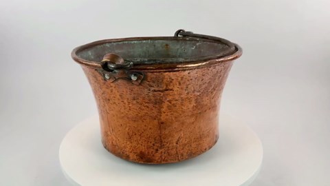 Antique Hammered Copper Cauldron Bucket, Rustic French Planter, Iron Handle - Etsy
