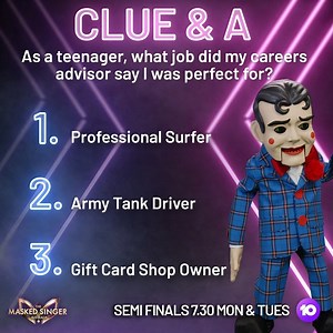 You guys like clues yeah? One of these Puppet Clues is true and the other two are lies! Can you guess? All is revealed on Semi-Finals Week. 7.30 Monday on 10. | The Masked Singer Australia