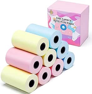 9 Rolls Kids Instant Camera Print Refill Paper- Photo Printer Thermal Paper Rolls for 4 5 6 7 8 9 10 Year Old Girls Boys Birthday Gifts, Blue, Pink, Yellow