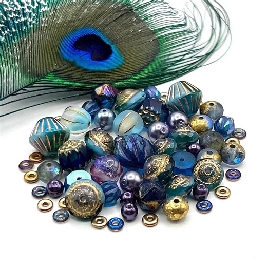 Blue and Purple Bead Mix, Coordinating Color Czech Glass - Etsy