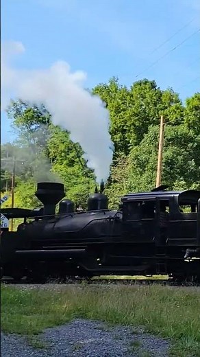 Steam locomotive blows loud whistle at crossing