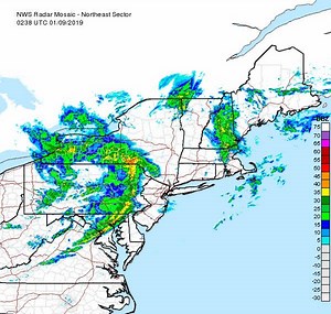 [10:15 pm] latest regional radar tracking heavy showers with embedded thunder over northeast PA, northwest NJ & southeast NY, which will overspread CT, RI and MA overnight. | US National Weather Service Boston MA