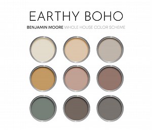 Earthy Boho Benjamin Moore Paint Palette, Interior Paint Colors for Home, Earthy Neutrals, White Sand - Etsy