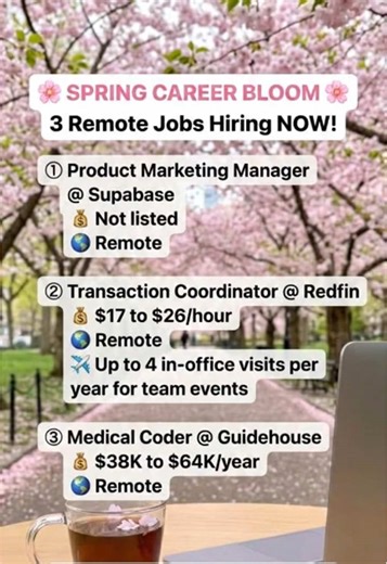 Your career is blooming with these fresh remote roles! 🌷Apply now. 💻 #remotework #workfromhome #hiringnow #spring #creatorsearchinsights