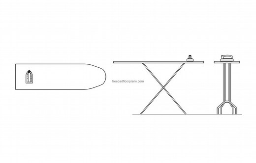 Ironing Board, Plan And Elevations - Free CAD Drawings