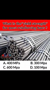 75K views · 271 reactions | What is the"yield strength" for most reinforcing bars ? #civil_engineers_07 #trendingreel #civilengineeringdaily #CivilEngineeringProjects #CivilEngineerJobs #civilengineeringknowledge #civilengineeringlife #mcqchallenge #construction #reelschallenge #civilengineering #civilengineer #civilengineeringstudent #civilengineeringproject #civilengineeringjobs #trendingreelsvideo #trendingvideo #trendingpost #trend #trendingnow | Civil Engineers 07 | Facebook