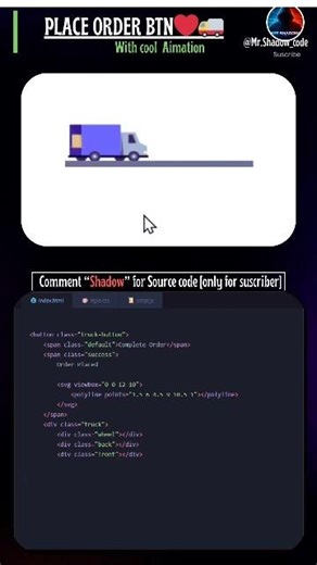 deliver truck with smooth animation place order #coding #webdesign #uidesignlearn @Mr.Shadow_code